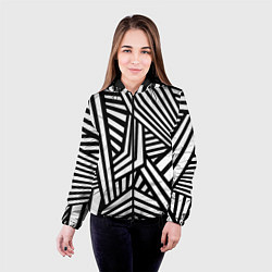 Куртка с капюшоном женская Геометрический узор Минимализм, цвет: 3D-черный — фото 2