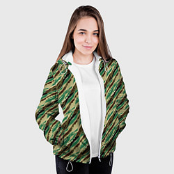 Куртка с капюшоном женская Абстрактный узор камуфляжной расцветки, цвет: 3D-белый — фото 2