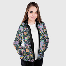Куртка с капюшоном женская Узоры Роспись Орнамент, цвет: 3D-черный — фото 2