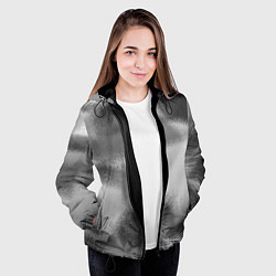 Куртка с капюшоном женская В серых тонах абстрактный узор gray abstract patte, цвет: 3D-черный — фото 2
