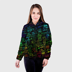 Куртка с капюшоном женская Прикольные популярные надписи, цвет: 3D-черный — фото 2