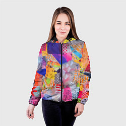 Куртка с капюшоном женская Patchwork quilt Fashion trend, цвет: 3D-черный — фото 2