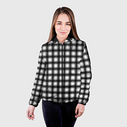 Куртка с капюшоном женская Black and white trendy checkered pattern, цвет: 3D-черный — фото 2