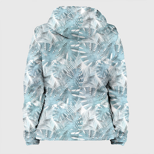 Женская куртка Голубые листья пальмы на белом / 3D-Белый – фото 2