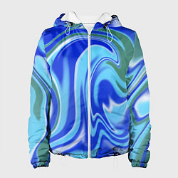 Женская куртка Тай-дай с синим, зелёным и белым цветом