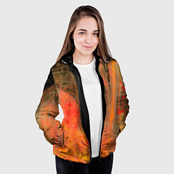 Куртка с капюшоном женская Абстрактное множество красок - Оранжевый, цвет: 3D-черный — фото 2