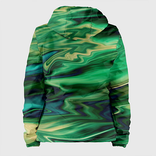 Женская куртка Абстрактный узор в зеленых тонах / 3D-Белый – фото 2