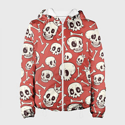 Женская куртка Черепа на красном фоне
