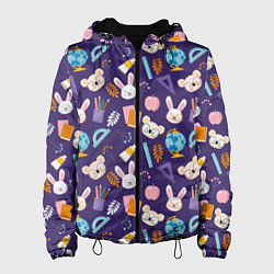 Куртка с капюшоном женская Коалы и зайки, цвет: 3D-черный
