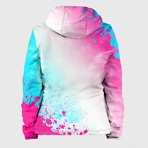 Женская куртка Audi neon gradient style: символ и надпись вертика / 3D-Черный – фото 2
