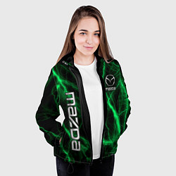 Куртка с капюшоном женская Mazda зеленые молнии, цвет: 3D-черный — фото 2