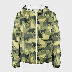 Женская куртка Кошачий камуфляж в зеленой гамме