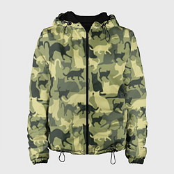 Женская куртка Кошачий камуфляж в зеленой гамме