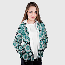 Куртка с капюшоном женская Этнический узор Мандала, цвет: 3D-белый — фото 2
