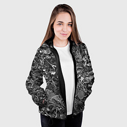 Куртка с капюшоном женская Металлические шильдики и брелоки - стимпанк, цвет: 3D-черный — фото 2