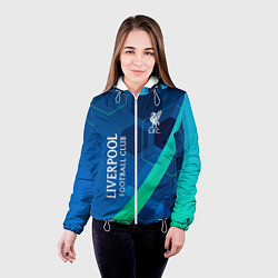 Куртка с капюшоном женская Ливерпуль Синяя абстракция, цвет: 3D-белый — фото 2