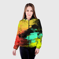 Куртка с капюшоном женская Яркий красочный гранж, цвет: 3D-черный — фото 2