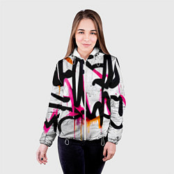 Куртка с капюшоном женская Крупные граффити узоры, цвет: 3D-белый — фото 2