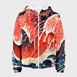 Куртка с капюшоном женская Великая красная волна, цвет: 3D-белый