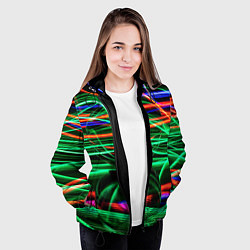 Куртка с капюшоном женская Абстрактное множество цветных линий, цвет: 3D-черный — фото 2