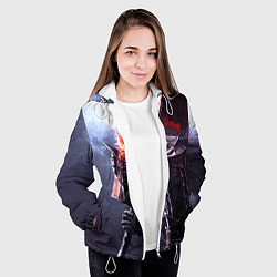 Куртка с капюшоном женская Берсерк С Мечечём На Плече, цвет: 3D-белый — фото 2