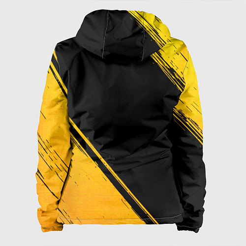 Женская куртка Disturbed - gold gradient: символ и надпись вертик / 3D-Черный – фото 2