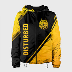Куртка с капюшоном женская Disturbed - gold gradient: символ и надпись вертик, цвет: 3D-черный