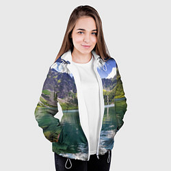 Куртка с капюшоном женская Прозрачное горное озеро, цвет: 3D-белый — фото 2
