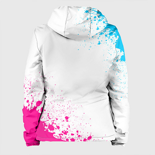 Женская куртка AC DC neon gradient style: символ и надпись вертик / 3D-Черный – фото 2