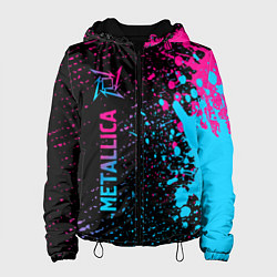 Куртка с капюшоном женская Metallica - neon gradient: по-вертикали, цвет: 3D-черный