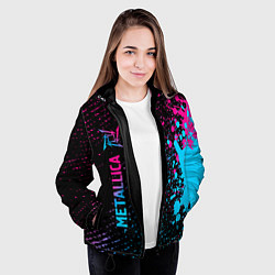 Куртка с капюшоном женская Metallica - neon gradient: по-вертикали, цвет: 3D-черный — фото 2