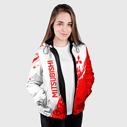 Куртка с капюшоном женская Mitsubishi - красная текстура, цвет: 3D-черный — фото 2
