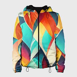 Куртка с капюшоном женская Красивые многоцветные узоры, цвет: 3D-черный