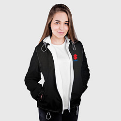 Куртка с капюшоном женская Suzuki - карбон, цвет: 3D-белый — фото 2