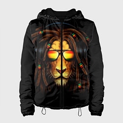 Куртка с капюшоном женская Лев в наушниках с дредами, цвет: 3D-черный