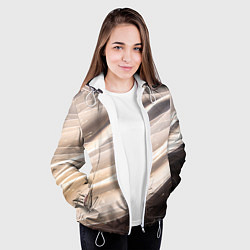 Куртка с капюшоном женская Абстрактные волны и огни бесконечности, цвет: 3D-белый — фото 2