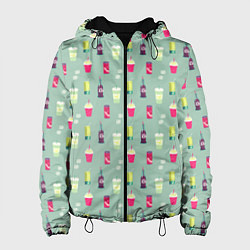 Куртка с капюшоном женская Американские прохладительные напитки, цвет: 3D-черный