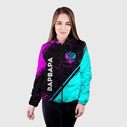 Куртка с капюшоном женская Варвара и неоновый герб России: символ и надпись в, цвет: 3D-черный — фото 2