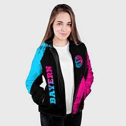 Куртка с капюшоном женская Bayern - neon gradient: надпись, символ, цвет: 3D-черный — фото 2