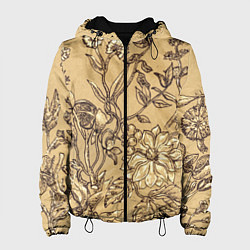 Куртка с капюшоном женская Флора рисунок, цвет: 3D-черный