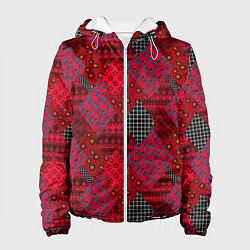 Женская куртка Красный лоскутный узор пэчворк