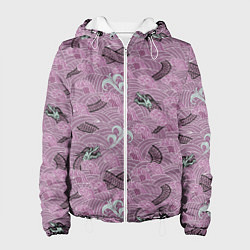 Куртка с капюшоном женская Драконьи волны, цвет: 3D-белый