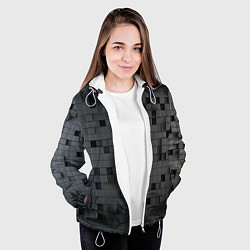 Куртка с капюшоном женская Пиксельный объёмный паттерн, цвет: 3D-белый — фото 2