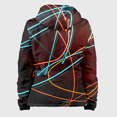 Женская куртка Неоновые лучи на тёмной поверхности / 3D-Черный – фото 2