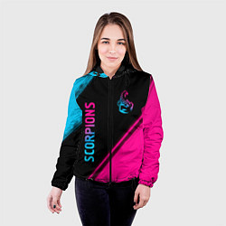 Куртка с капюшоном женская Scorpions - neon gradient: надпись, символ, цвет: 3D-черный — фото 2