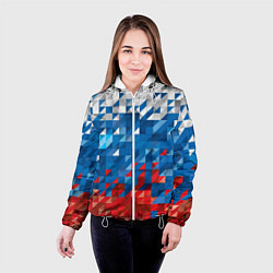 Куртка с капюшоном женская Полигональный флаг России!, цвет: 3D-белый — фото 2