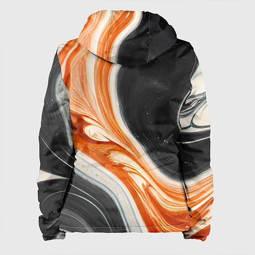 Женская куртка Оранжевые разводы краски / 3D-Белый – фото 2