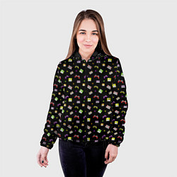 Куртка с капюшоном женская 90s pattern on black, цвет: 3D-черный — фото 2