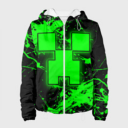 Куртка с капюшоном женская Minecraft neon green, цвет: 3D-белый
