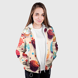 Куртка с капюшоном женская Капкейки на разный вкус, цвет: 3D-белый — фото 2